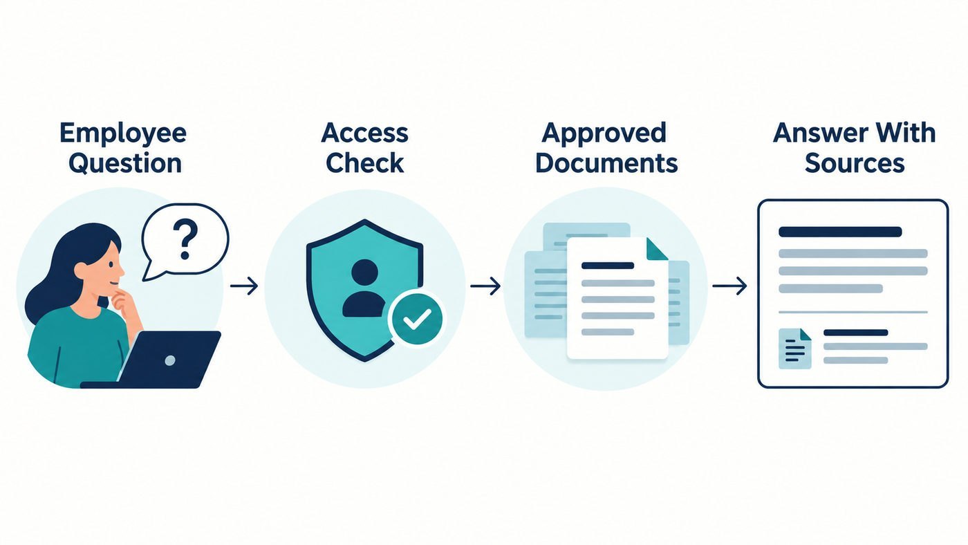 How an internal GPT checks access and uses company documents to answer a question